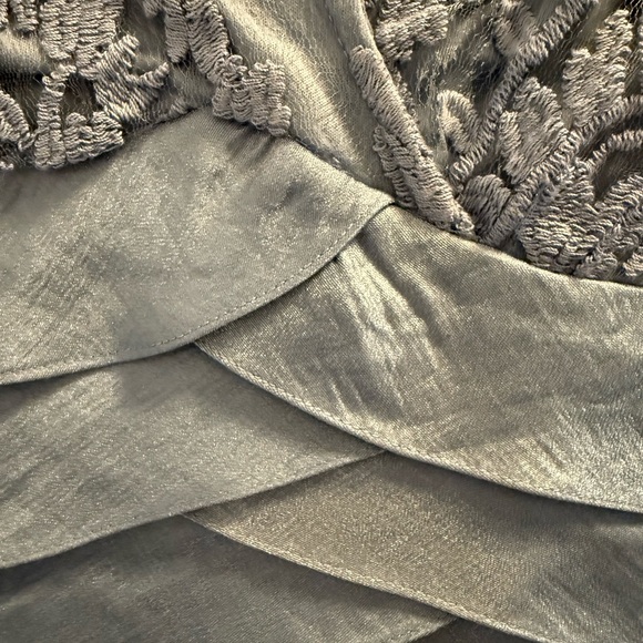 Adrianna Papell Elegant Lace Overlay Dress - Dusty Blue - Picture 5 of 5